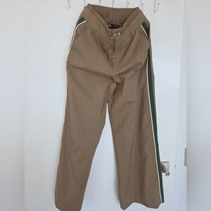 Zara Pinstripe Pants with Green Trim - New